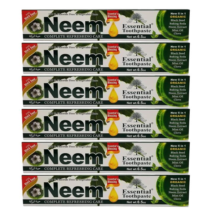 Neem Toothpaste 6-Pack – 5-in-1 Herbal Oral Care with Mint, Clove & Whitening