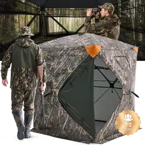 VEVOR Hunting Blind, 270° See Through Ground Blind, 1-2 Person Pop Up Deer Blind for Hunting with Carrying Bag, Portable Resilient Hunting Tent, One-Way See-Through Mesh for Turkey and Deer Hunting