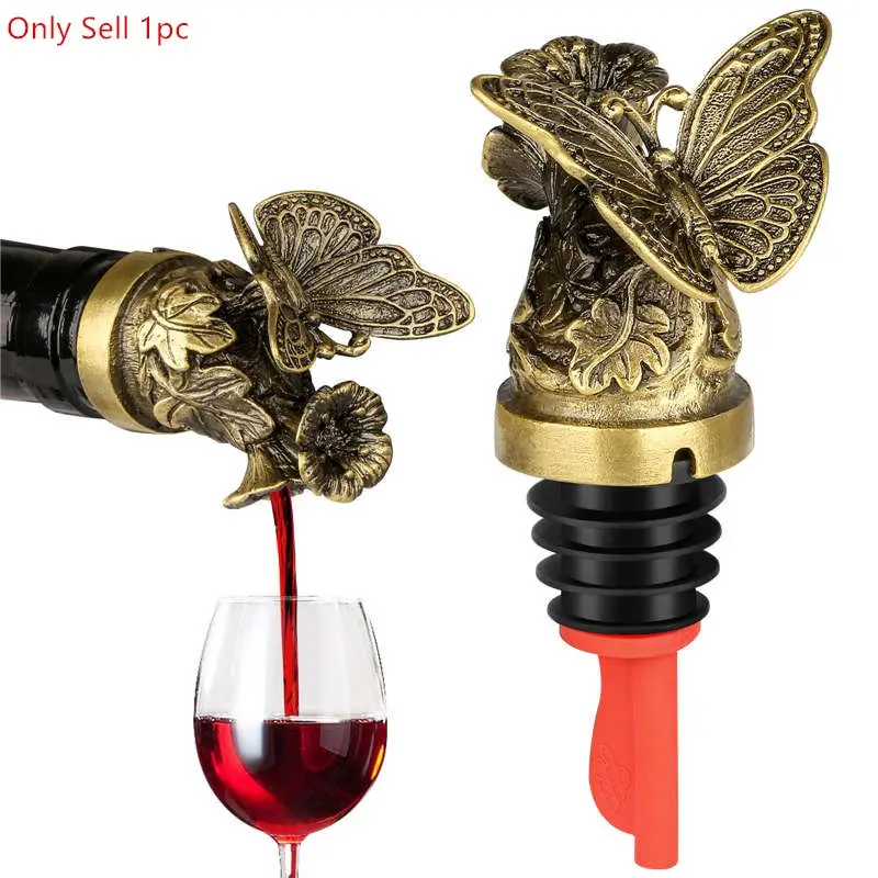 Vintage Butterfly Shape 2-In-1 Wine Bottle Pourer and Stopper,Wine Aerator Liquor Bottle Pourers Spout for Alcohol Spirits, Wine Gifts Saver Accessories, Home Bar Accessories, Bar Gadgets