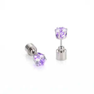 Purple & Multi-Color Glitter LED Stud Earrings - Luminous in the Dark, Sturdy Metal Base, Secure Design to Prevent Falling Off