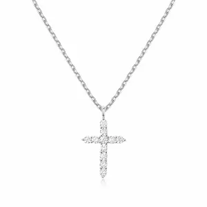 Men's Iced Out Cross CZ Pendant Necklace with 16in Gold Cuban Link Chain, Hip Hop Rapper Streetwear Men's Jewelry, Father's Day Gift, Chains With Pendants