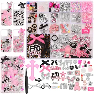 2380-Piece Durable Rhinestone Bedazzling Junk Phone Case Charms Kit, DIY Customization Supplies with Nail Accessories, Cute Bows, Stars, Candies, Letter Beads, Flatback Aesthetic Big Decor, Easter Basket Stuffer Gift, Rhinestone Bedazzling Kit