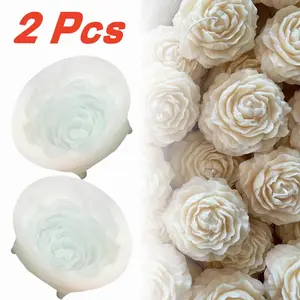 2Pcs/Set Silicone Peony Flower Candle Molds,Rose Blossom Epoxy Resin Soap Mold Kit,Intricate Petal Cake Fondant Baking Shielder for DIY Crafting,Small Business,Fathersdaygift,Hand Tools Kits