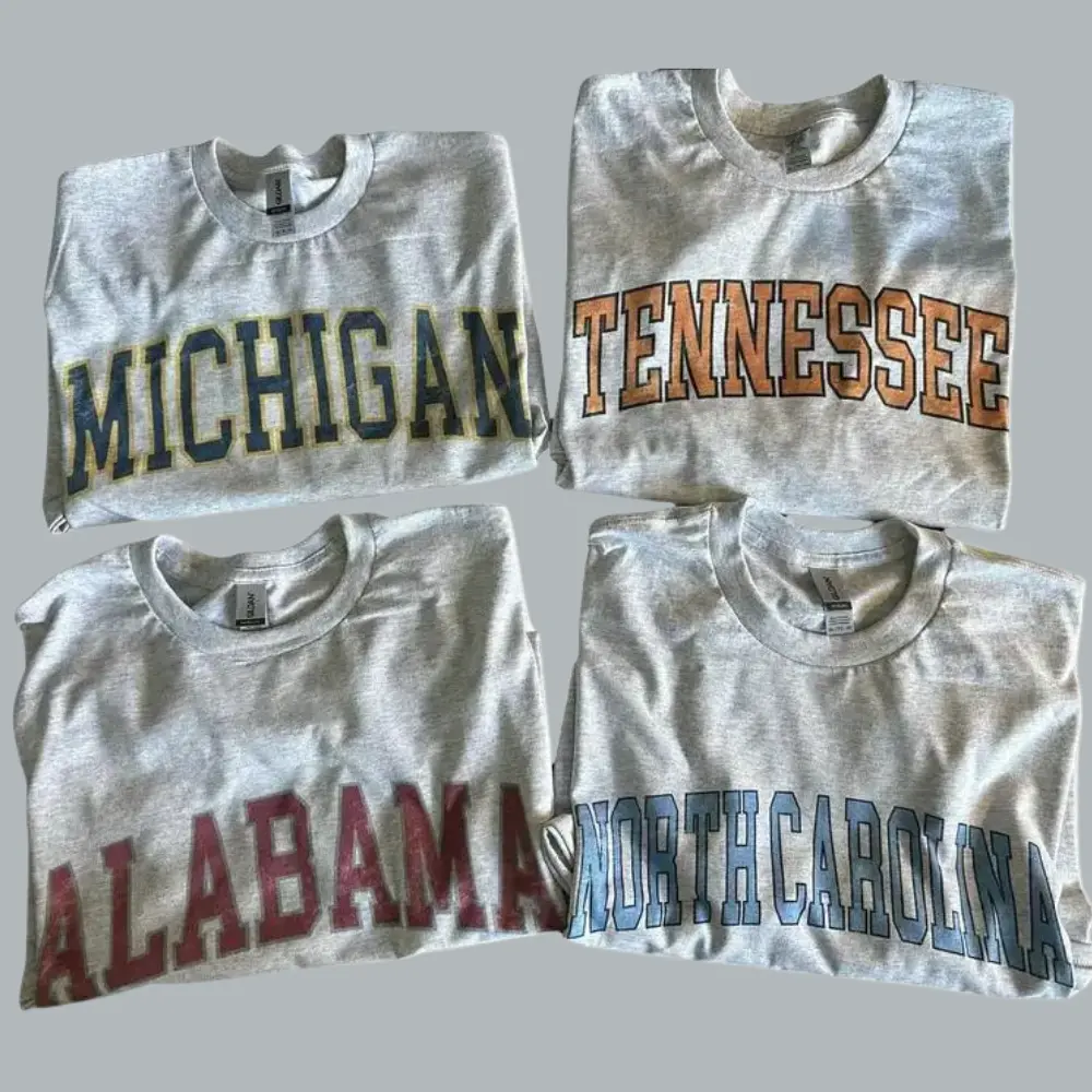 Vintage Varsity College T Shirt, Ash Grey Color Shirt, Football Fan Graphic Tee, Classic Sports Streetwear Shirt, Gift For Men Women