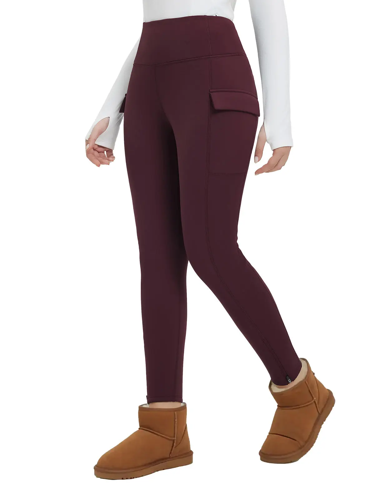baleaf Women's Thermal Fleece Lined Leggings, High Waisted Soft Fabric Winter Pants with Pockets and Ankle Zippers for Outdoor Activities