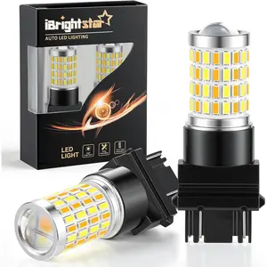 Super Bright 3157 4157 3155 3457 Switchback LED Bulbs with Projector Replacement for Daytime Running Lights/DRL and Turn Signal Lights, White/Amber