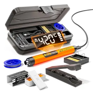 Portable LCD USB Adjustable Temperature Soldering Iron Gun, Home DIY Soldering Kit with Storage Box, Electronic Soldering Tool