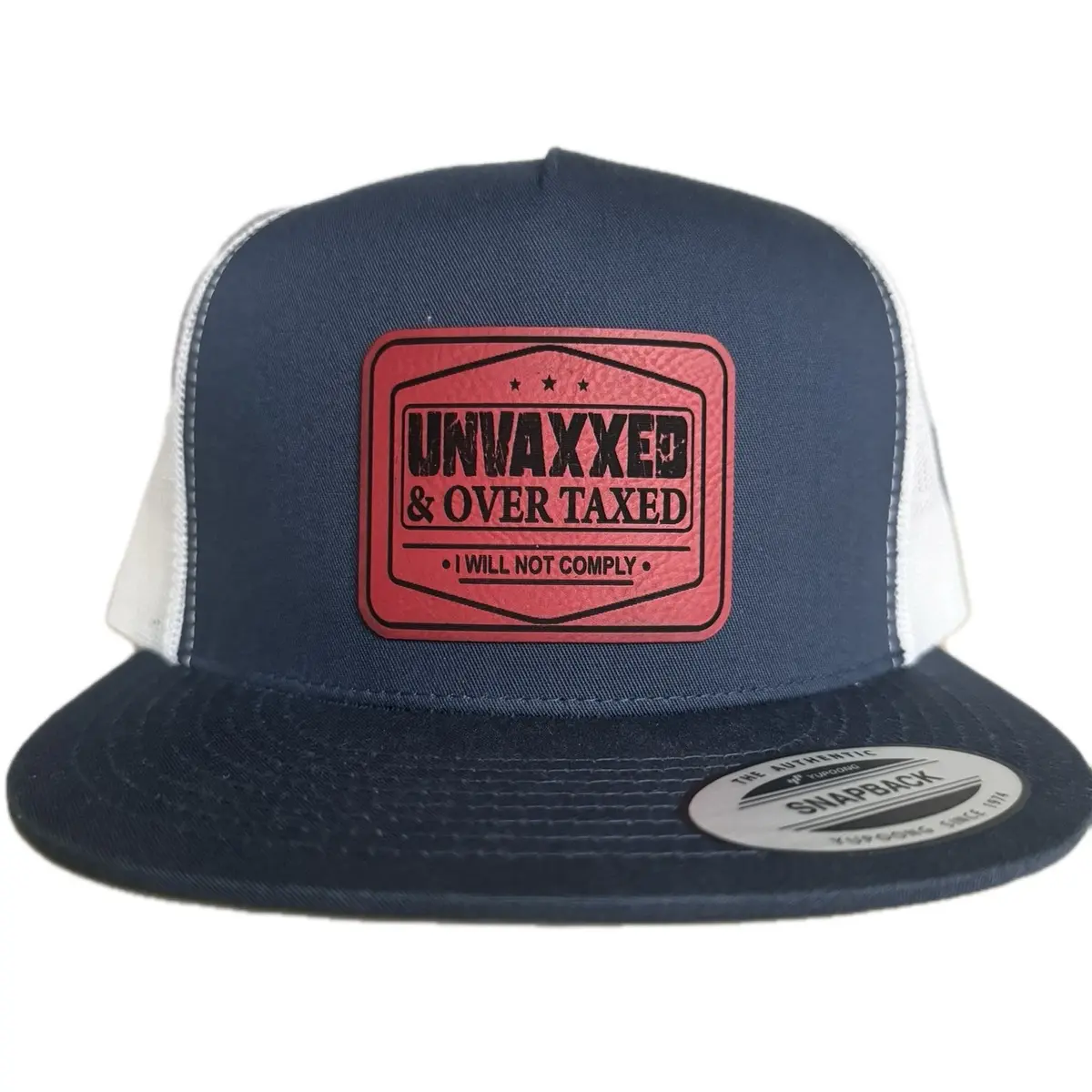 Patriotic Unvaxxed and Over Taxxed Leather Patch Hat - Unique Style for a Stylish Look