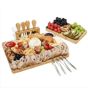 Charcuterie Board Gift Set - Bamboo Cheese Board Serving Tray with Knife for Entertaining Party - Christmas Gifts House Warming Gifts New Home, Bridal Shower Gift, Wedding Gifts for Couple, Women Unique Mothers Day Gifts, Valentines Day Gifts for Her