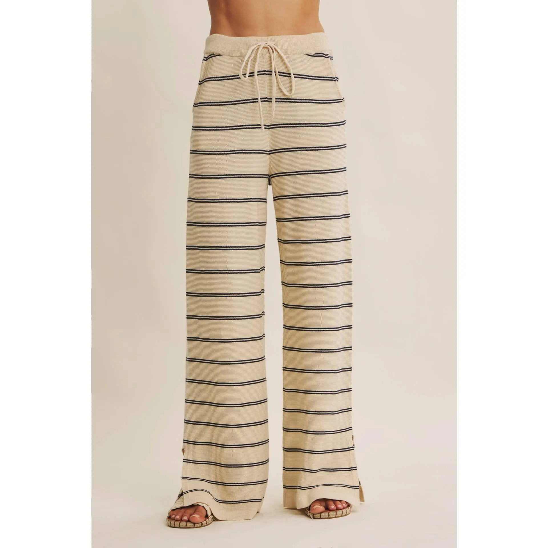 Bayside Leisure Striped Wide Leg Knit Sweater Pants