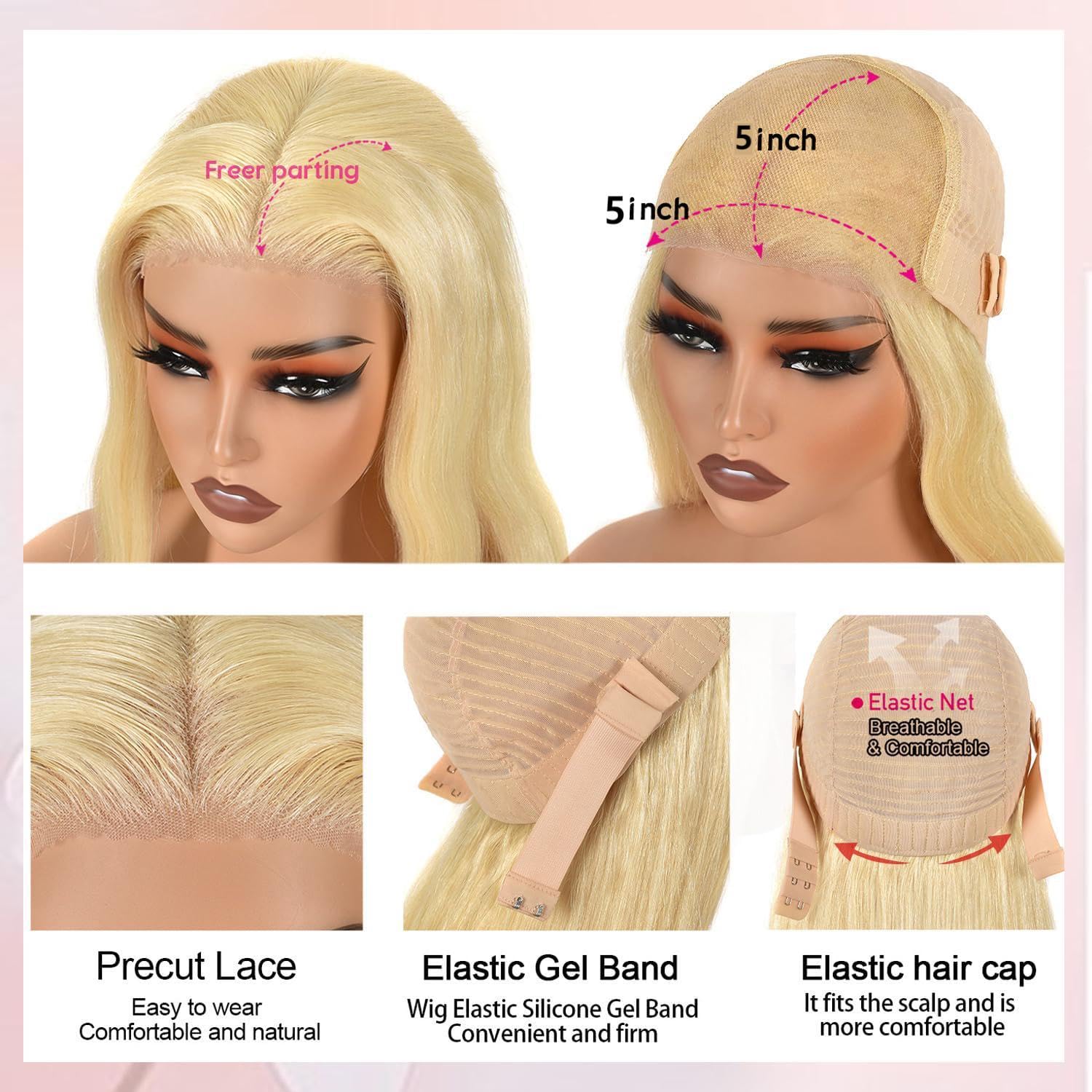 5x5 Transparent Lace Wear and Go Glueless Wigs Human Hair Pre Plucked Pre Cut 180 Density Straight Wigs Human Hair Drawstring Wigs For Black Women Beginner Friendly 26inch