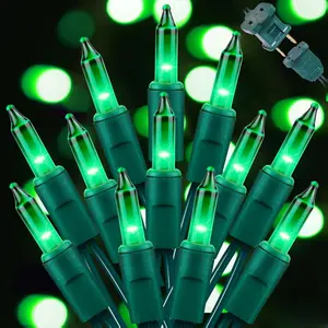 LAMPHOME 2-Pack St. Patrick's Day Green String Lights - 100 Count Mini Incandescent Lights Each, 20Ft Waterproof Green Wire for Indoor/Outdoor Halloween, Patio, Christmas & Holiday Decor