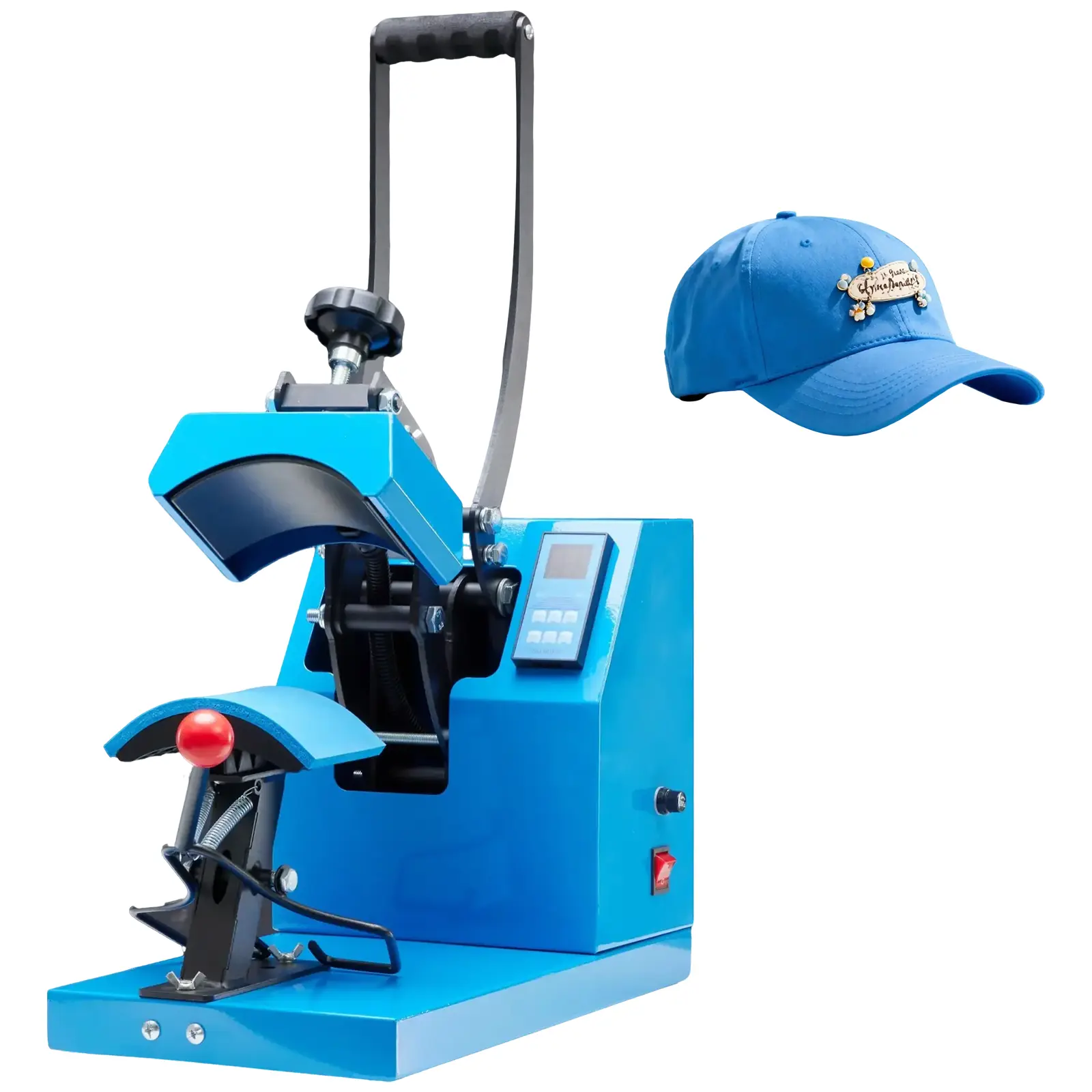 Professional Durable Cap Heat Press Machine, 3.2"x5.5" PTFE-Coated Plate, LCD Display, 570°F Max Temp, Memory Mode, Batch Runs, Press Handle, Handmade Crafts DIY Embellishment & Logo Craft Tool with Repeatable Results