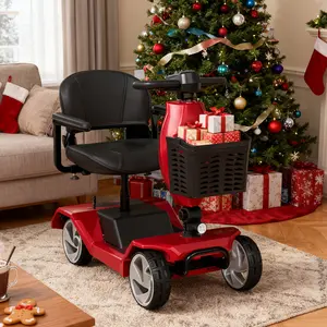 HOMYKING Adult Foldable Four Wheel Electric Scooter with Detachable Basket & Charger Maximum 270 lbs Capacity Compact Design for Easy Storage Christmas Gifts Black Friday Specials