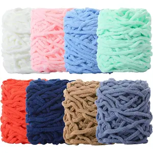 8 Pack Chunky Chenille Yarn for Crocheting Soft Thick  Yarn for Hand Knitting Bulky  Blanket Plush for Weaving DIY Crafts Each 3.5 oz 55 Yards(Multicolor)