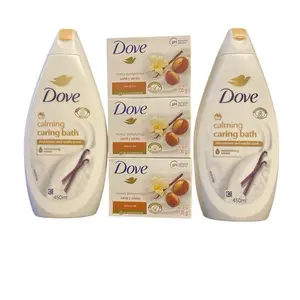Dove Skincare Bundle - Two 450mL Shea Butter and Vanilla Scent Body Wash & Three Shea Butter and Vanilla Scent Soap Bars Hydrating
