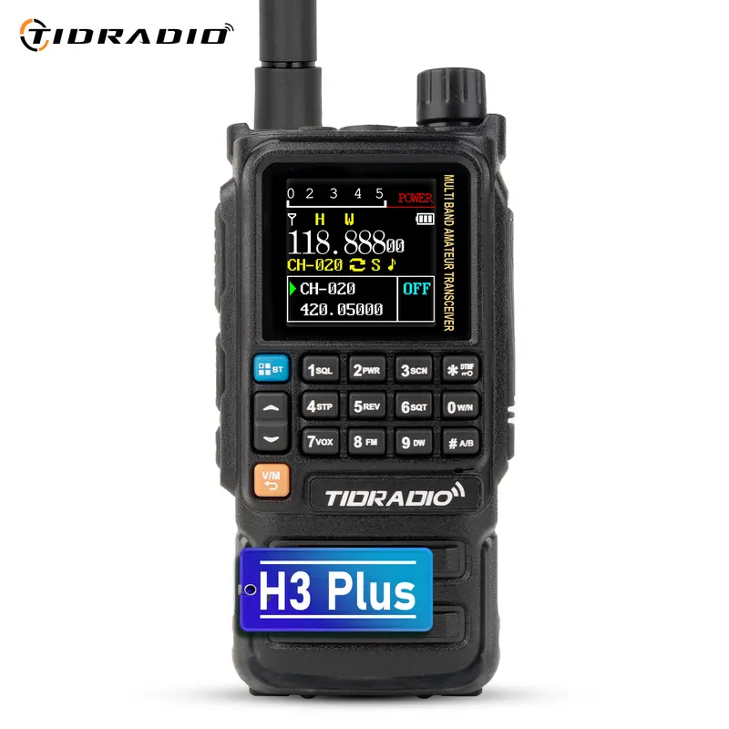 TIDRADIO TD-H3 PLUS Portable Walkie Talkie Handheld Digital 2-Way Radio - Long-Range Signal Reach, Audio Speaker, Wireless Programming, Air Band Receiver, USB-C Charger, Mobile Clip, 2500mAh Battery, AM/FM Bands, NOAA VOX SCAN Monitor