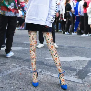 Girls Fashion Pattern Pantyhose Cartoon Tattoo Printed Tights Japanese School Style Harajuku Cute Kawaii Lolita Tights Stocking