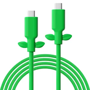 POWKONG USB C to USB C Cable, 65W Silicone Type C Charger Cord Fast Charging Compatibility with Swith/Steam Deck/PS5, 4K Video Display Monitor Cable with 10Gbps Data Transfer - Green 3.3FT