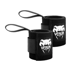 Venum Hyperlift Weightlifting Wrist Wraps - Black (Pair)