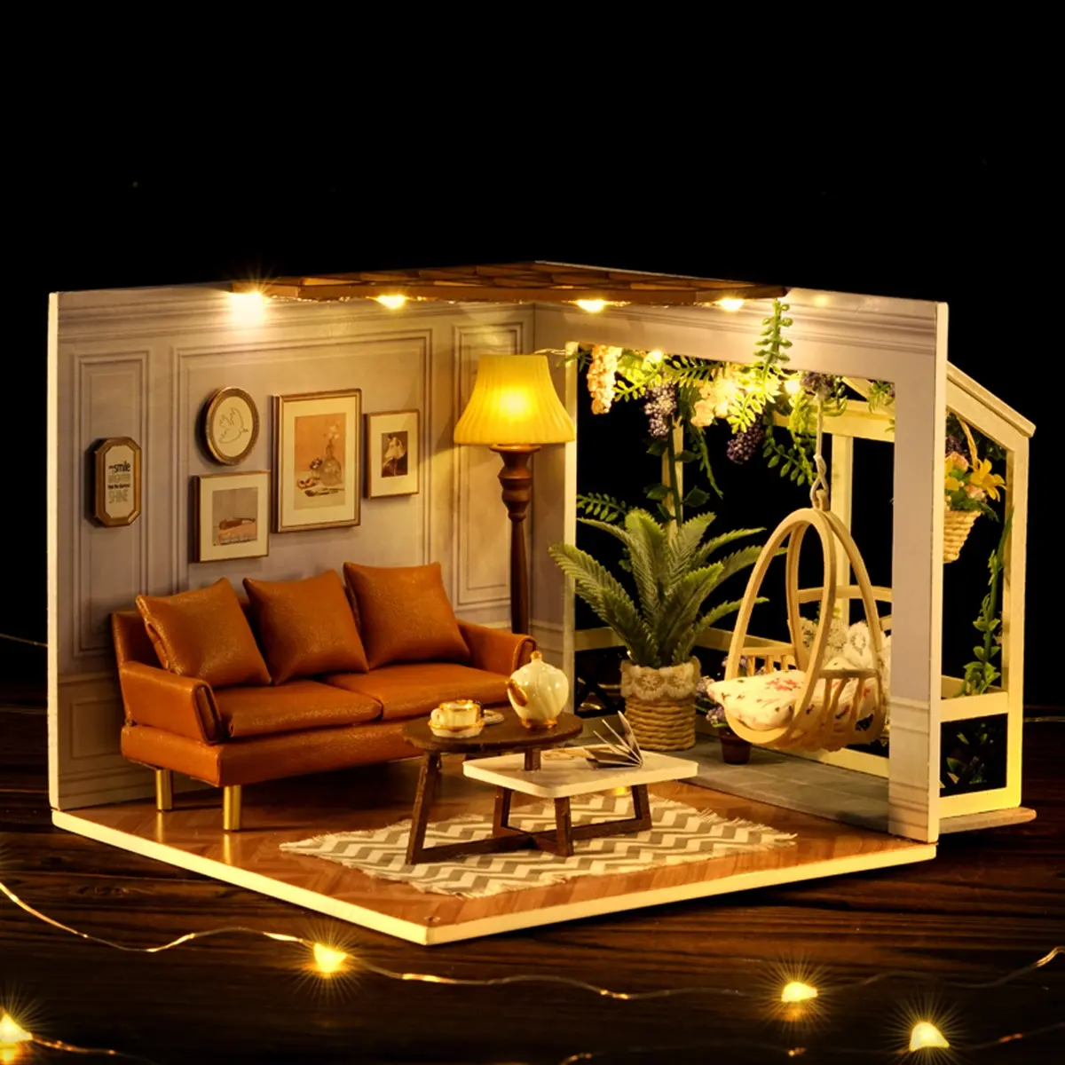 Cuteroom Mini Model House Set  DIY 3D Puzzle, Wooden House Kit Adults, Includes Furniture, Perfect Gift for Teens & Adults, Ages 14+, Holiday Celebration, Miniature Set