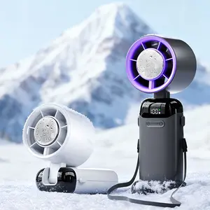 4-in-1 portable refrigeration handheld turbo fan with 200 speed settings,21,000 RPM High Speed, digital display, 120° rotatable, USB Rechargeable 15H Long Lasting mini personal fan for travel office desk indoor use