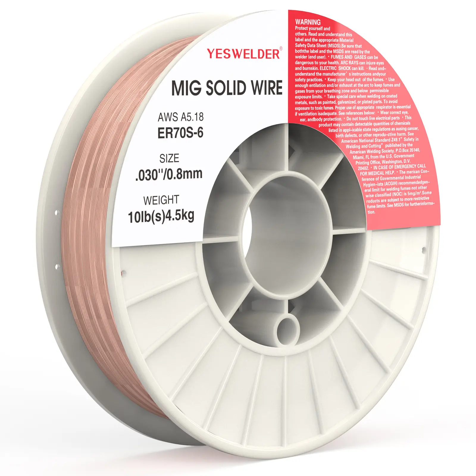 YESWELDER ER70S-6 Carbon Steel MIG Wire, 10LB (4.53 kg) Spool, .030"/.035" Diameter Solid Gas Type, Versatile All-Position Use for Trucks & Farm Equipment, Clean Cosmetic Welds (Welding Accessories)