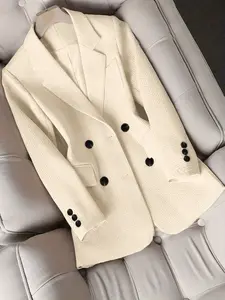 Women's Casual Loose-Fitting Suit Jacket, Spring New French Style Simple Design, Fashionable Women's Outerwear for Daily Wear