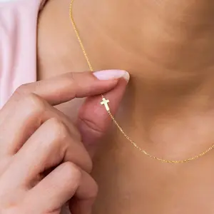 Sideways Cross Necklace - 925 Solid Sterling Silver