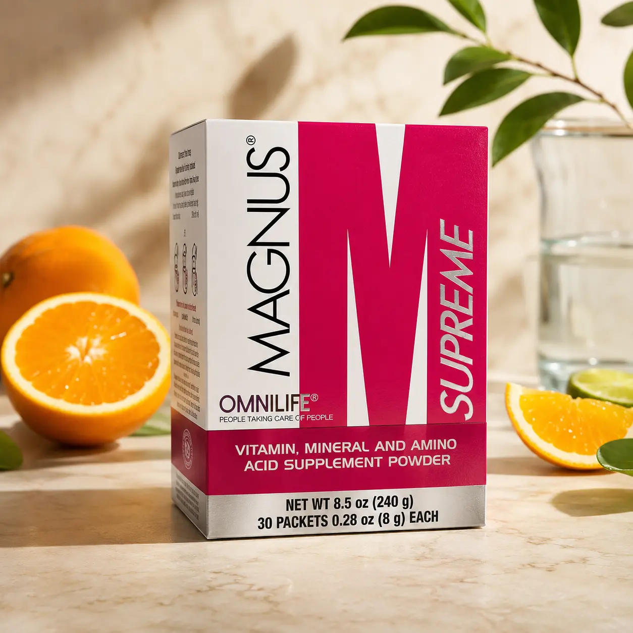 OMNILIFE Magnus Supreme Energy & Focus Drink Mix | Box w/ 30 Packets (Citric flavored)