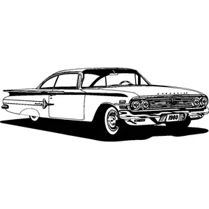 1960 Chevy Impala Wall Decal - Vintage Muscle Car Auto Vinyl Man Cave Garage