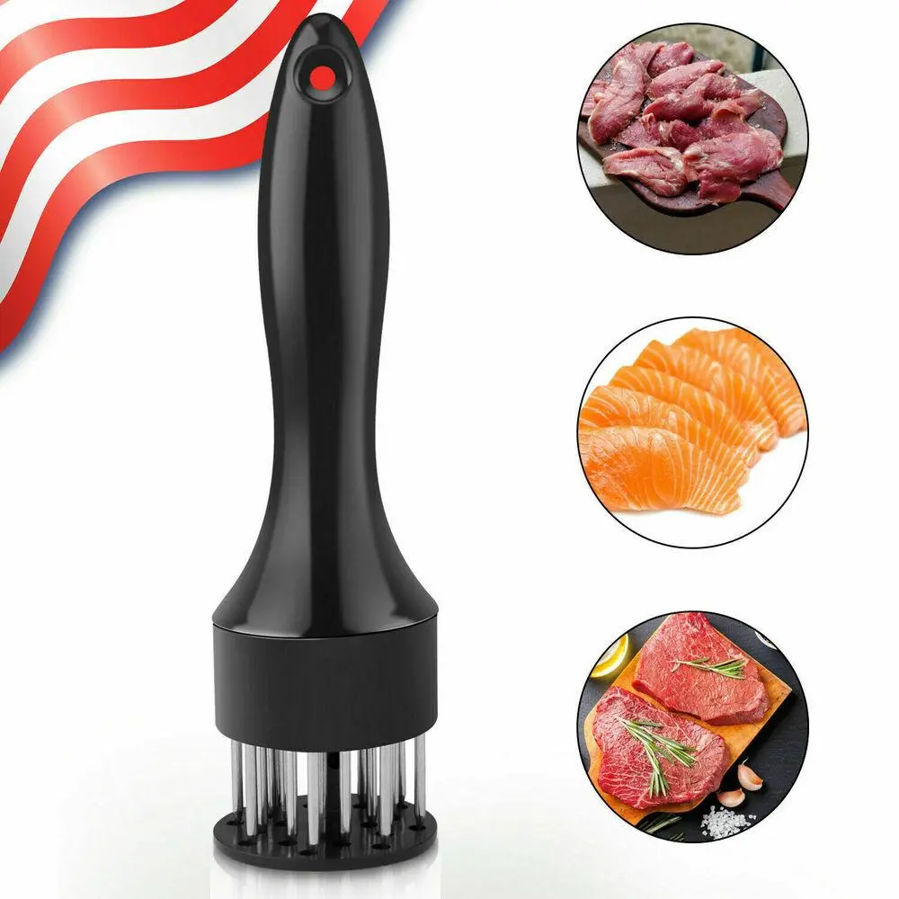 1PCS Stainless Steel Meat Tenderizer Tool with Sharp Needles, Practical Kitchen Utensil for Steak Processing and Barbecue, Handheld Cooking Accessory to Quickly Soften Meat, Ideal Tool for Daily Home Cooking and Outdoor BBQ Preparation