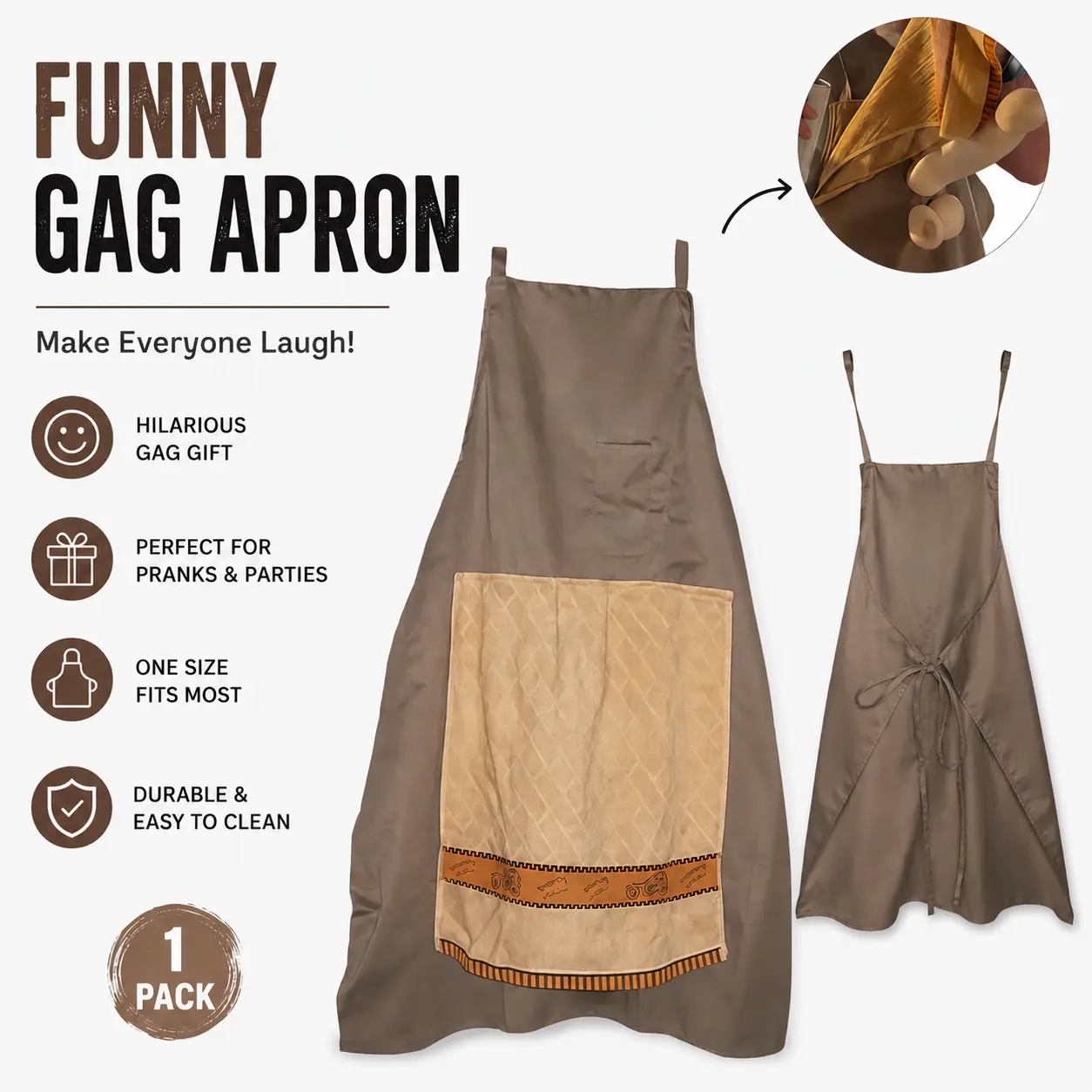 Funny Gag Apron for Men – Novelty Kitchen Apron Gift for BBQ, Parties & Pranks,Hilarious Party Gag Gift for Husband, Boyfriend & Dad, Gifts For Him, Mens Gifts