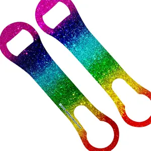 Stainless Steel V-Rod® Manual Drink Opener - Colorful Rainbow Glitter Printed Novelty Bottle Opener, Kitchen Utensils & Gadgets for Home Use