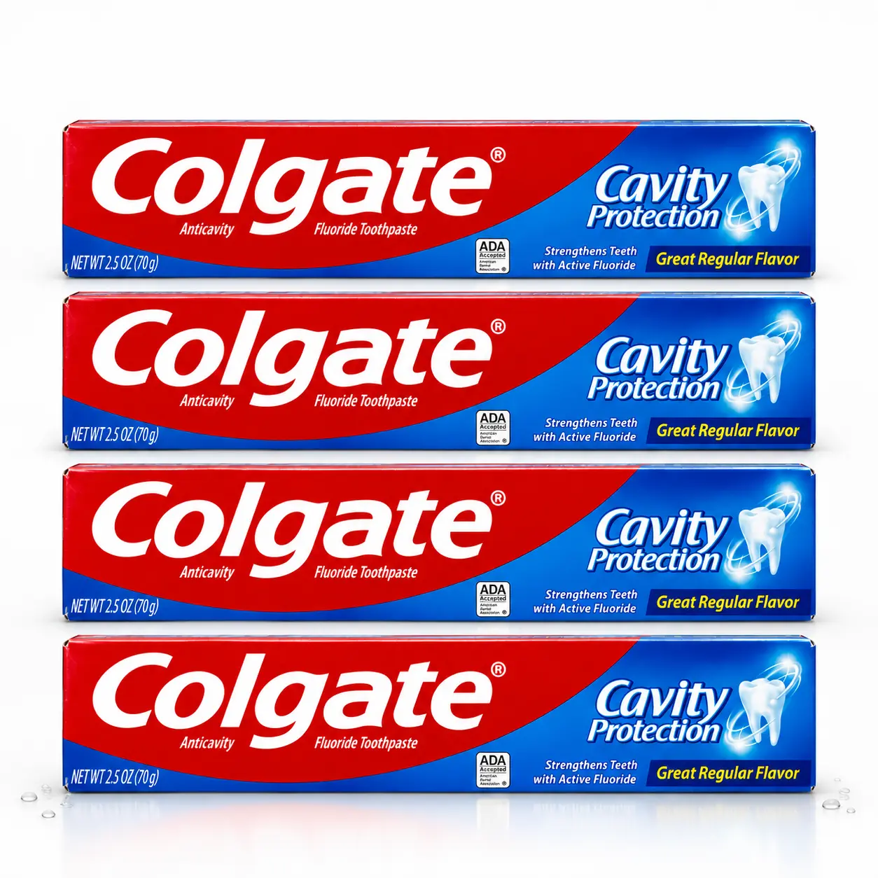Colgate Cavity Protection Anticavity Fluoride Toothpaste Value Bundle (2.5 oz / 70g) Great Regular Flavor - Cavity Fighting Strengthens Teeth Fluoride Dental Care Daily Oral Hygiene ADA Accepted