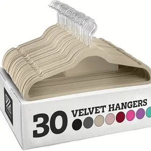 Velvet Hanger, 10pcs/set Durable Non-slip Hanging Clothes Hanger, Space Saving Clothes Drying Rack, Clothes Organizer for Home Bedroom Wardrobe
