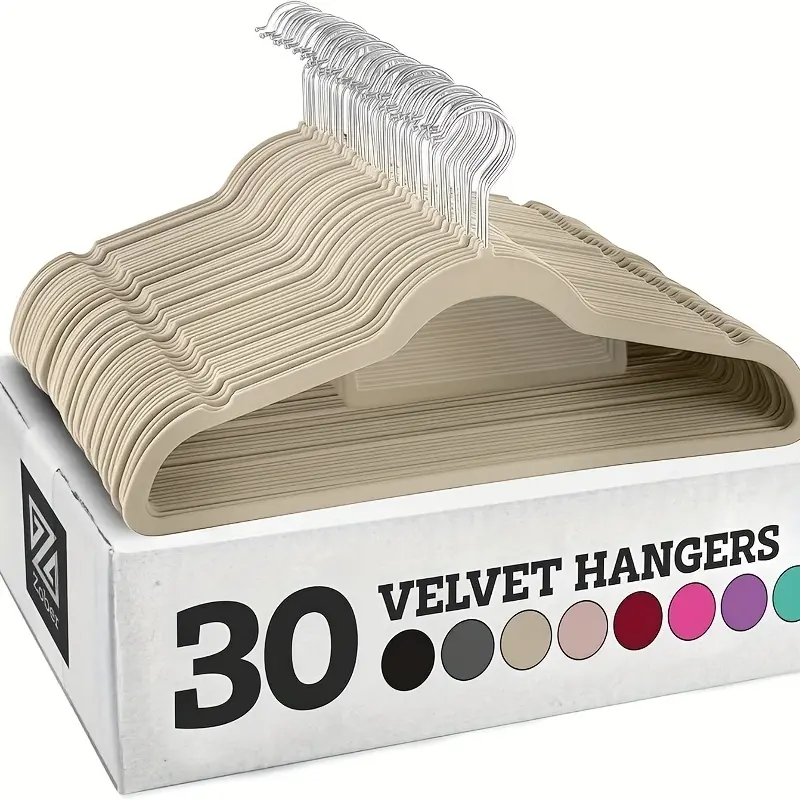 Velvet Hanger, 10pcs/set Durable Non-slip Hanging Clothes Hanger, Space Saving Clothes Drying Rack, Clothes Organizer for Home Bedroom Wardrobe, Space Saving Hangers