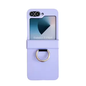 Durable Pure Color PC Phone Case Ring Holder, Compatible with Samsung Galaxy Zflip7 Zflip6 Zflip5 Zflip3 Zflip4, Luxury Fashion Design