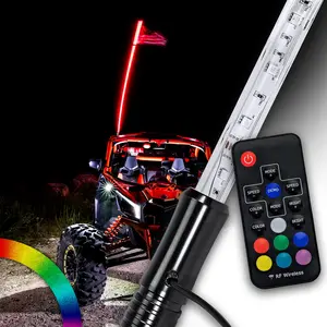 True Mods 3ft Rgb Led Whip Light For Utv Atv [rf Wireless Remote] Flag Waterproof Lighted Cb Antenna Pole Stick Rzr Can-am Polaris Sxs 4x4 Quad Dune 4 Wheeler Accessories