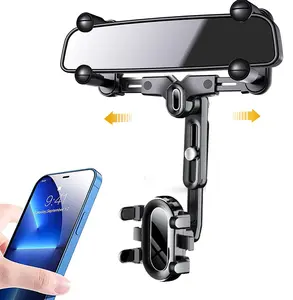 [SummerWins] Rear View Mirror Phone Holder Mount, Car Phone Bracket/Stand with 360° Swivel and Adjustable Clips, Universal Smartphone Cradle, Black For All 4-7 Inch Cell Phones #TikTokShopDealsforYouDays