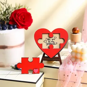 Will You Be My Girlfriend Sign Gift for Valentine's Day Wooden Gift Heart Puzzle Piece Sign Wooden Table Decor Anniversary Birthday Valentine's Day Puzzle Plaque Gift for Girlfriends Wife