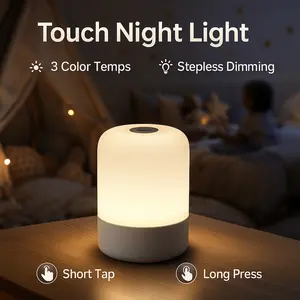 Wireless LED Touch Night Light, Modern Style, Single Packaging, USB Rechargeable Adjustable Bedside Lamp with 3 Light Modes, Standalone, Suitable for Bedroom, Hallway, Living Room, Bathroom, Dimmable Brightness, Bedroom Night Light, Modern LED Lamp, Touch