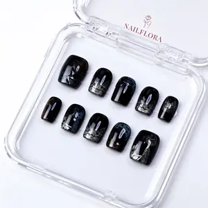 【BUY 3 GET 1 FREE】 NailFlora Neon Cat – Handmade Artistic Press-On Nails | Reusable, Glossy, Statement Nail Design