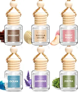 Car Air Freshener for Women 6 Pack Diffuser Mothers Day Gift Hanging Essential Oil Odor Eliminator Cute Interior Decor Accessories Mahogany Vanilla Cream Sunny Peach Ocean Lavender Zen Tea