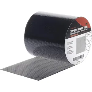 Screen Repair Kit, Extra Wide (4in x 15FT), Black, Adhesive & Waterproof, Fiberglass, fix for Screen Door and Window Screen