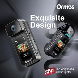 Ormos 2.7K WiFi Mini Body Camera,64GB Black POV Camera with 180°Rotating Lens,Mini Sports Cam with 1.47 "HD Screen visualization Photography for Daily Recording Bike Cycling & Pet Walking Wearable Memory