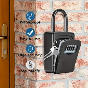 Wall - Mounted Key Lock Box | Resettable 4 - digit Combination Code | Durable Alloy Construction | Weatherproof Security Safe for Indoor and Outdoor Use | Stylish Black Finish | Keys Included | Ideal for Home, Garage, Garden, Store, and Secure Key Storage