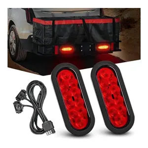 Nilight 6 in Oval Red LED Tail Lights (2PCS) - TL-01, Surface Mount Grommets & Plugs, IP65 Waterproof, Stop Brake Turn Lights, RV Truck Compatible for Jeep Led Blinker