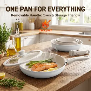 20pcs Pans & Woks, Kitchenware Non-Stick Pots and Pans Set, Cookware, kitchen supplies, KitchenHacks, MealPrep, Detachable Handle, Kitchen Cookware Sets, Oven Safe, Versatile cookware, CookingEssentials