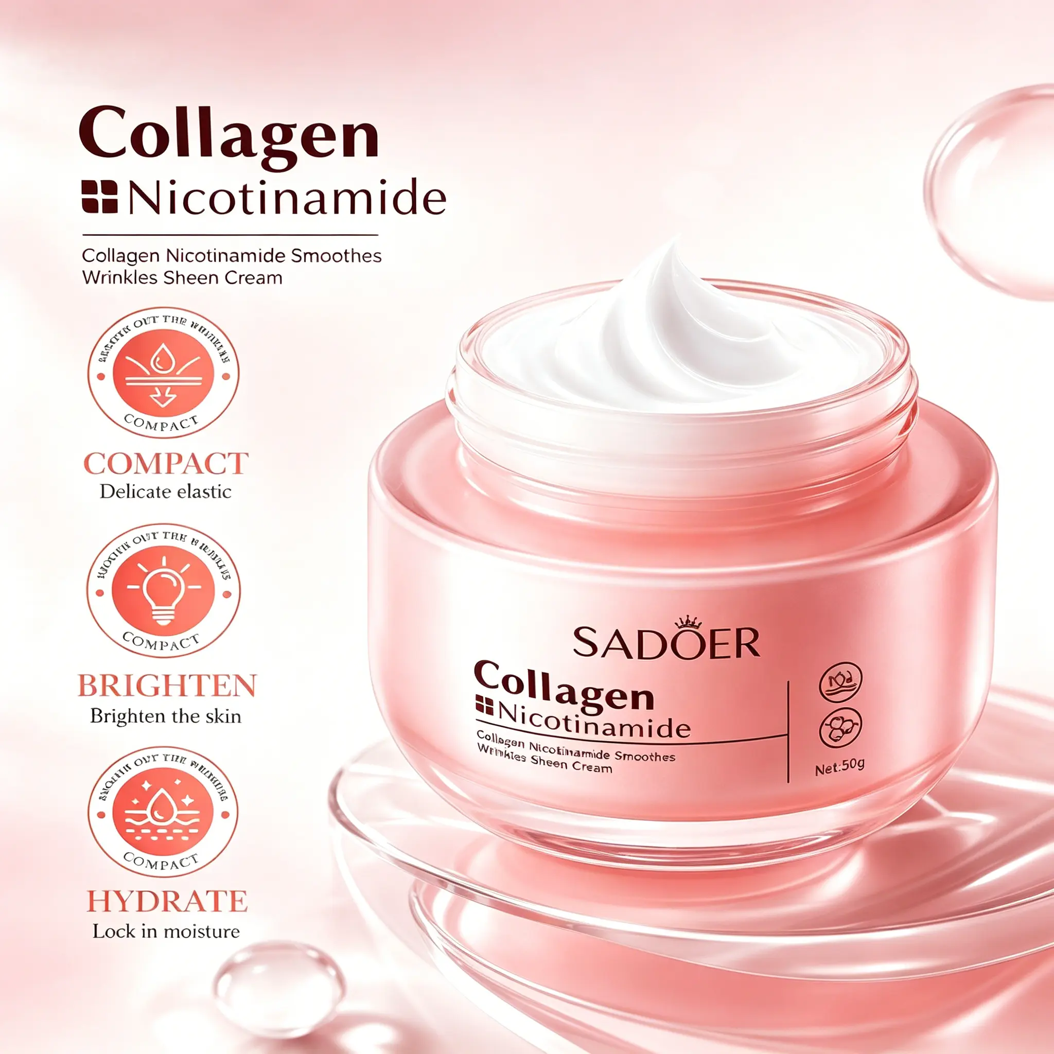 [2pcs]Brightening Cream | Collagen & Niacinamide | Advanced Radiant & Firming Formula | Deep Hydrating K-Beauty Facial Care for Glowing Skin Korean Brightening Cream | Collagen & Niacinamide | Advanced Radiant & Firming Formula Glow Up Bundle Daily